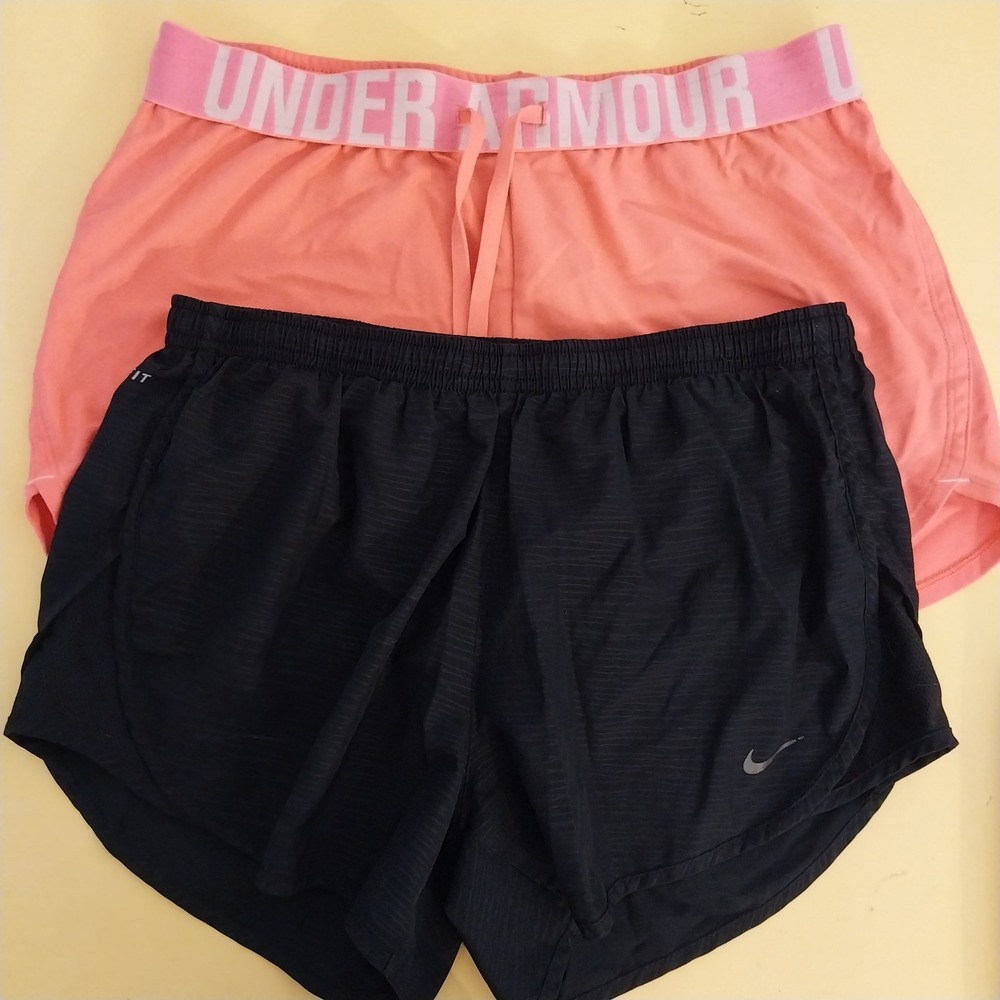 Nike Womens Dri Fit Shorts Size Small AND Under Armour Pink Shorts Size Small
